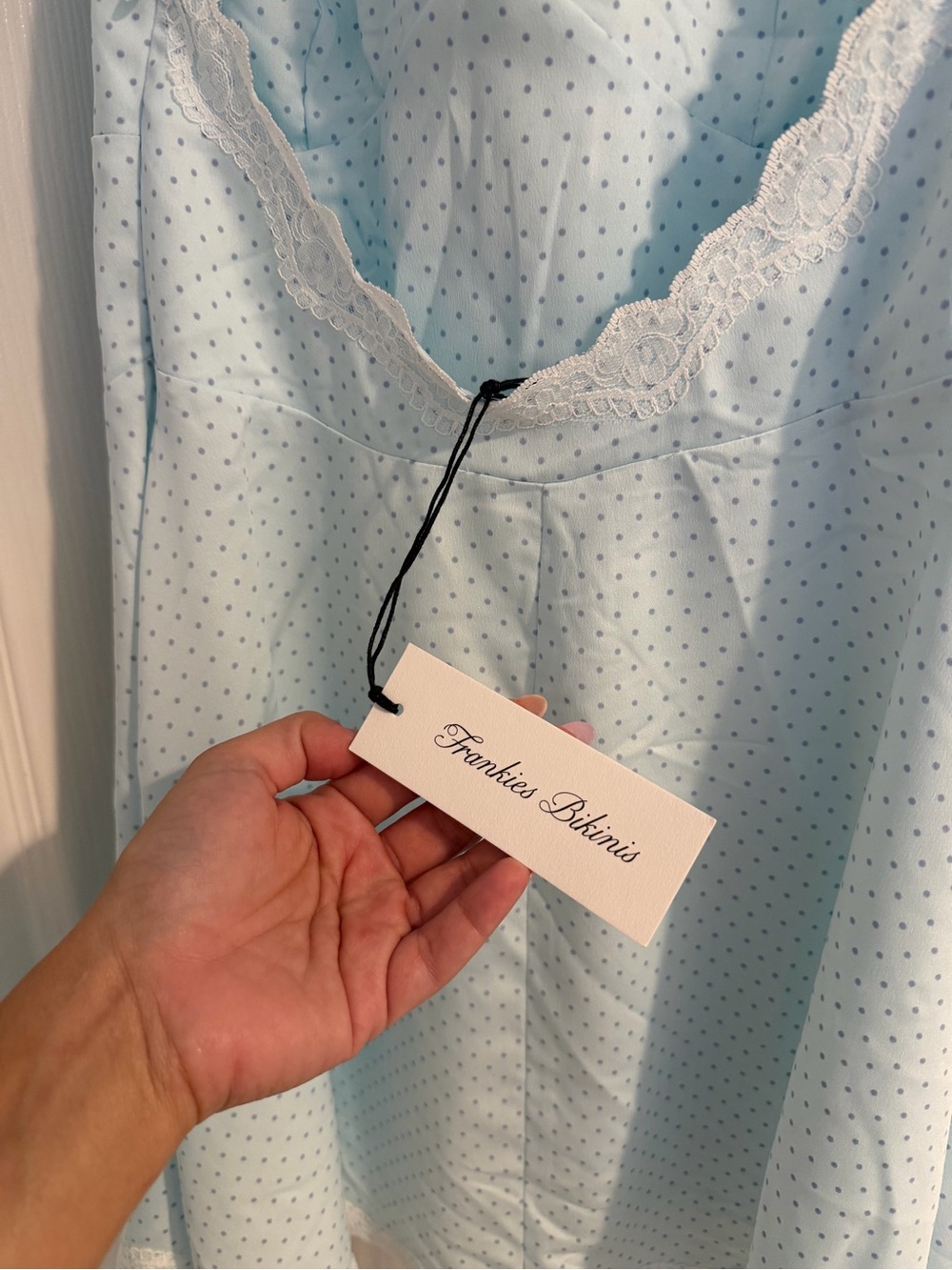 Frankie's Bikinis Light Blue Polka Dot Halter Dress - Picture 5 of 6